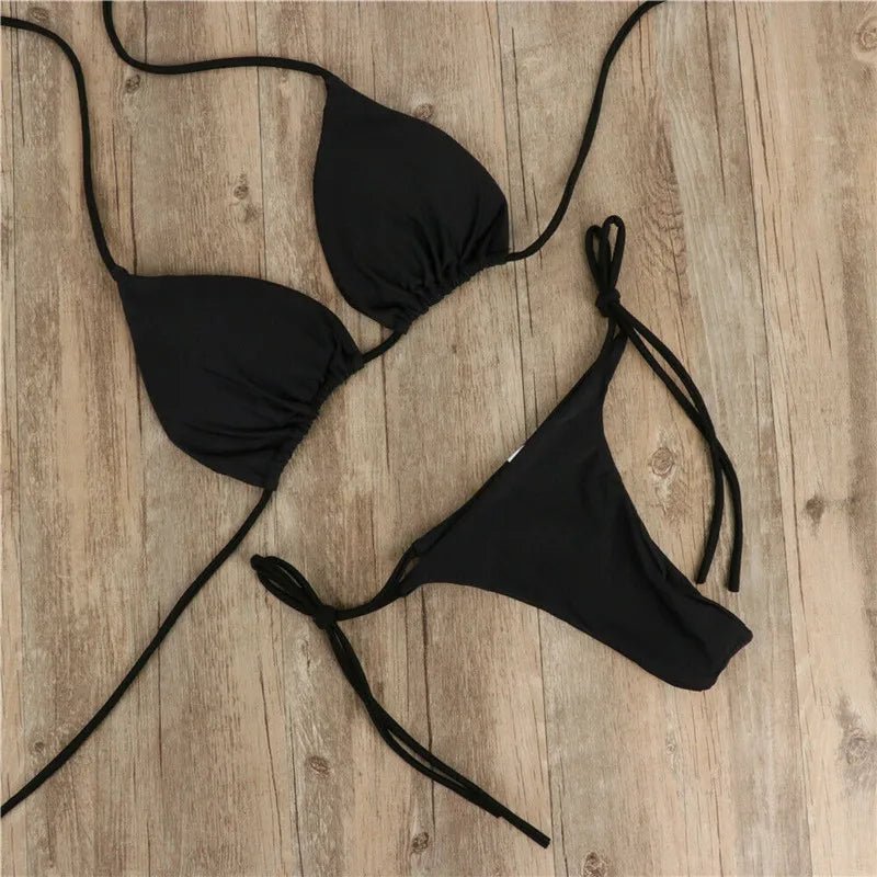 2pcs Sexy Women Summer Swimwear Bikini Set Bra Tie Side G-String Thong Beach e Suit Swimsuit Bathing Suit Swimming Suit ShopOnlyDeal