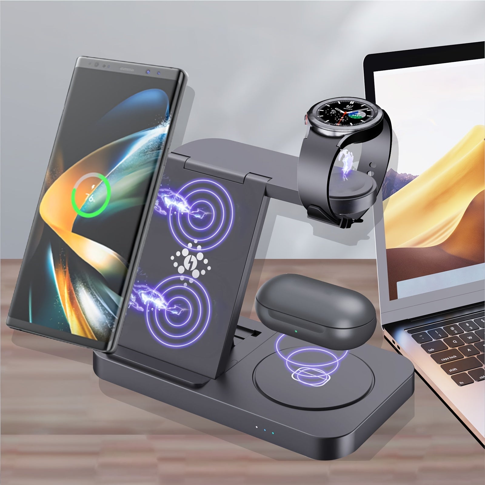 4 In 1 Charging Station, Foldable Fast Wireless Charger Dock Stand For Samsung Android Charging Station Multy Devices For Samsung Galaxy S23 S22 Ultra/S22+/S22/S21/S20/Z Flip 4/Z Fold 4, Galaxy Watch 6/5/4/3, Galaxy Buds/Pro. ShopOnlyDeal