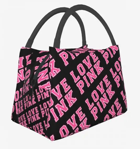 3D Print Pink Insulated Lunch Bag Food Bag Women Lunch Bag for Work Tote with Lunch Bag Kawaii Girl Shcool Picnic Office ShopOnlyDeal