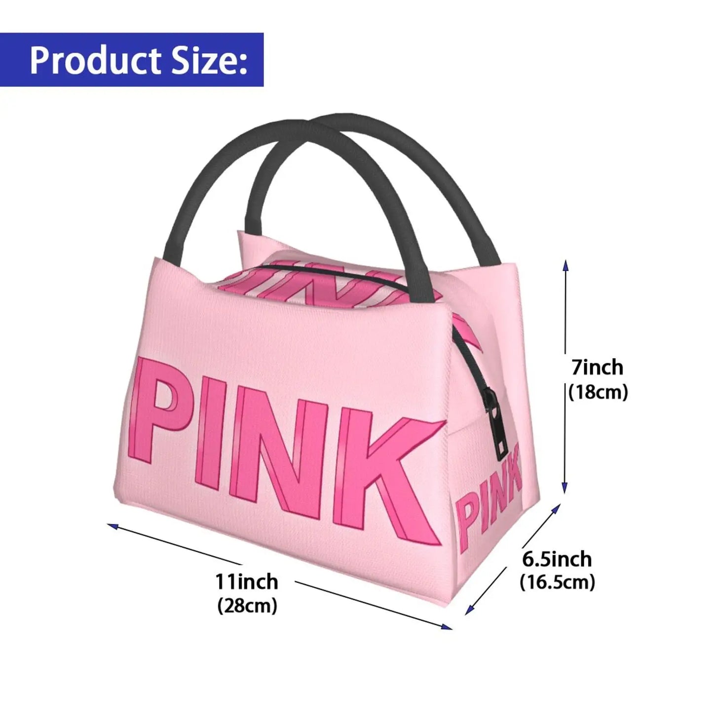 3D Print Pink Insulated Lunch Bag Food Bag Women Lunch Bag for Work Tote with Lunch Bag Kawaii Girl Shcool Picnic Office ShopOnlyDeal