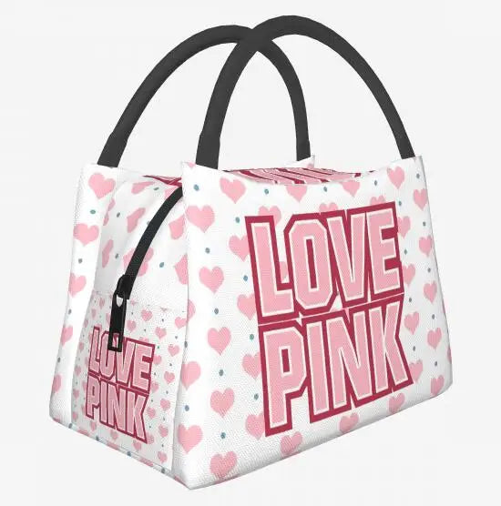 3D Print Pink Insulated Lunch Bag Food Bag Women Lunch Bag for Work Tote with Lunch Bag Kawaii Girl Shcool Picnic Office ShopOnlyDeal