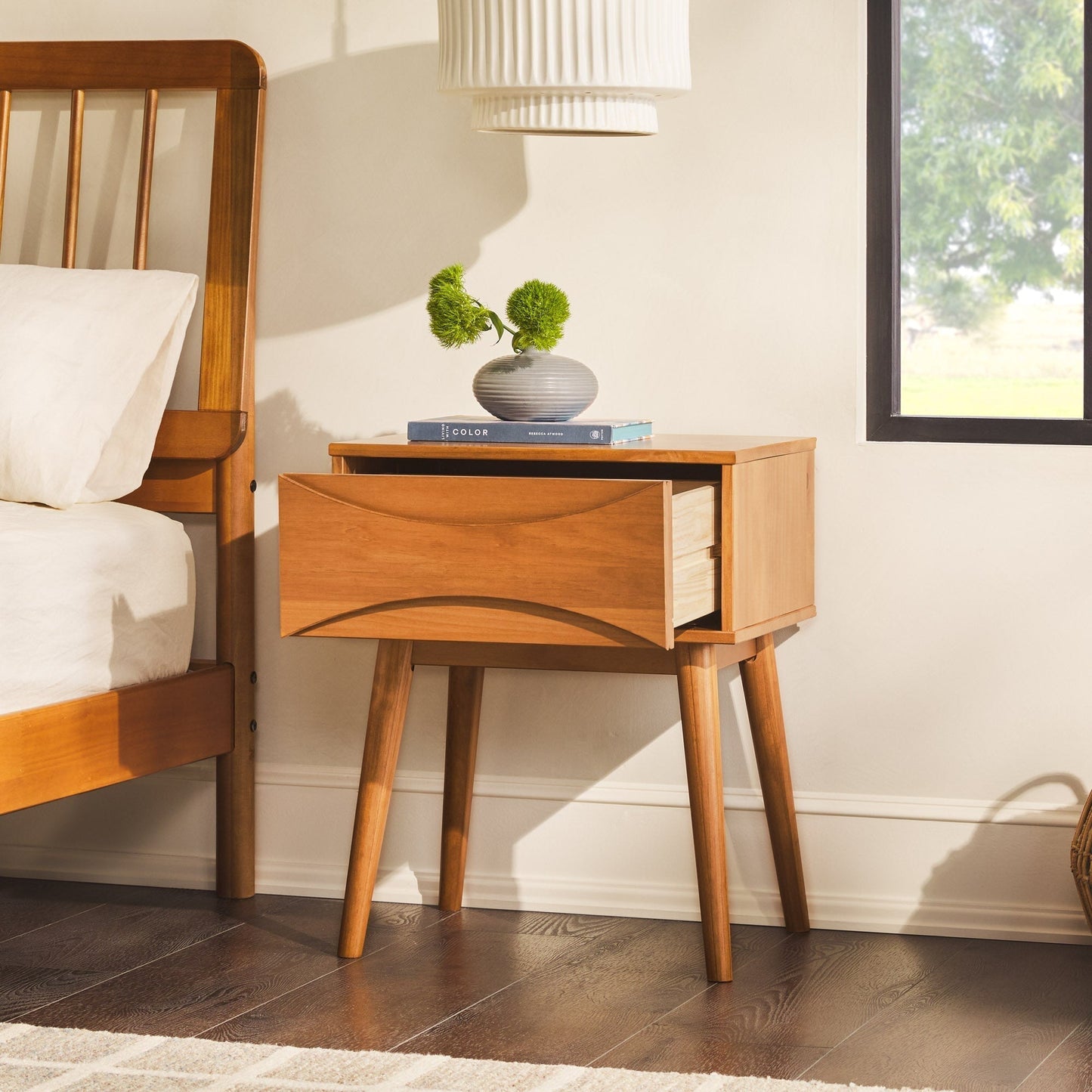 Atticus Solid Wood Mid-Century Modern Nightstand Walker Edison