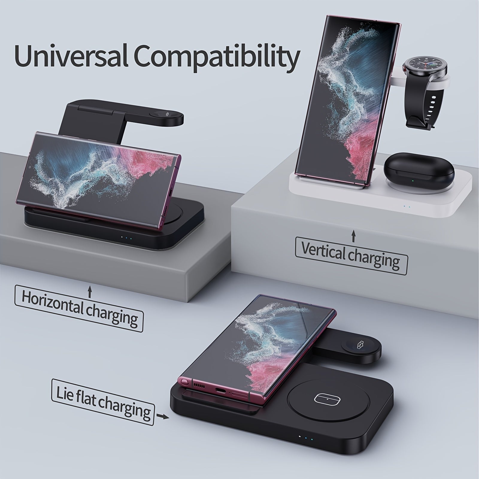 4 In 1 Charging Station, Foldable Fast Wireless Charger Dock Stand For Samsung Android Charging Station Multy Devices For Samsung Galaxy S23 S22 Ultra/S22+/S22/S21/S20/Z Flip 4/Z Fold 4, Galaxy Watch 6/5/4/3, Galaxy Buds/Pro. ShopOnlyDeal