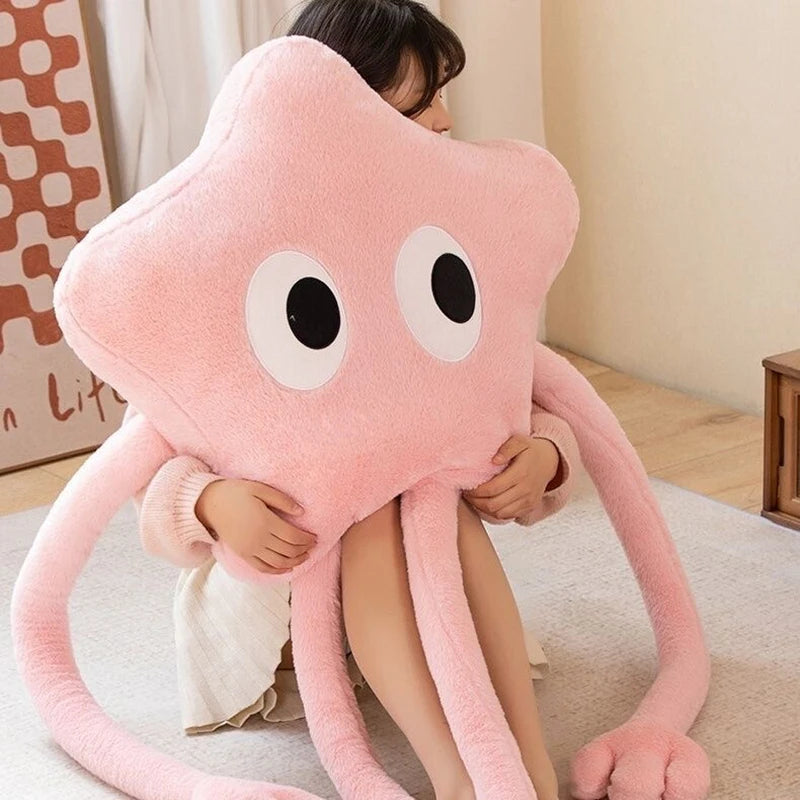 Funny Giant Long Legs Pentagon Stars Strip Throw Pillow - Kawaii Pink Cherry Blossom Plush Toy Headrest Cushion for Photo Ornaments, Yellow ShopOnlyDeal