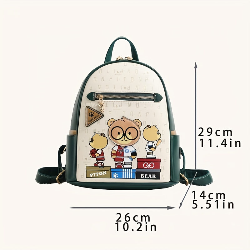 Cartoon Bear Pattern Backpack | Fashion Small Daypack | Cute PU Leather Schoolbag ShopOnlyDeal