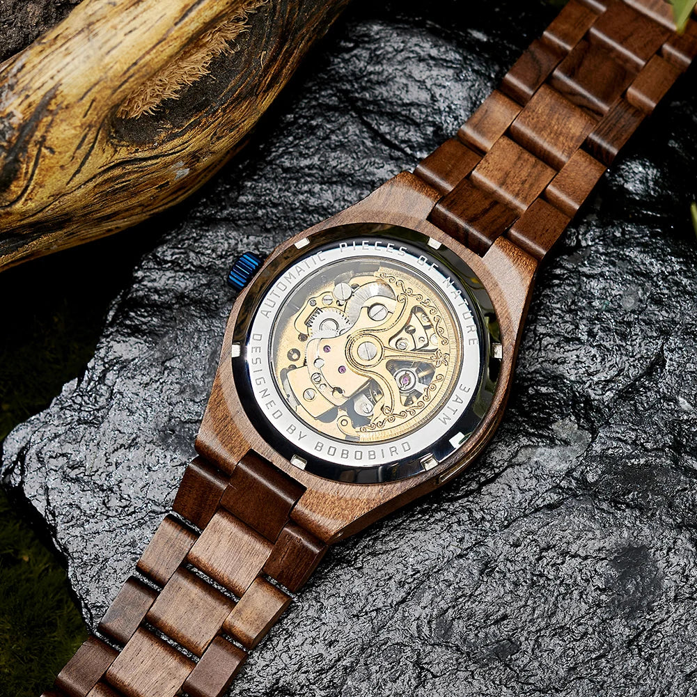 Top Luxury Men's Watches BOBO BIRD Mechanical Wristwatch Wooden Relogio Masculino Custom Father's Day Gift Wooden Box ShopOnlyDeal