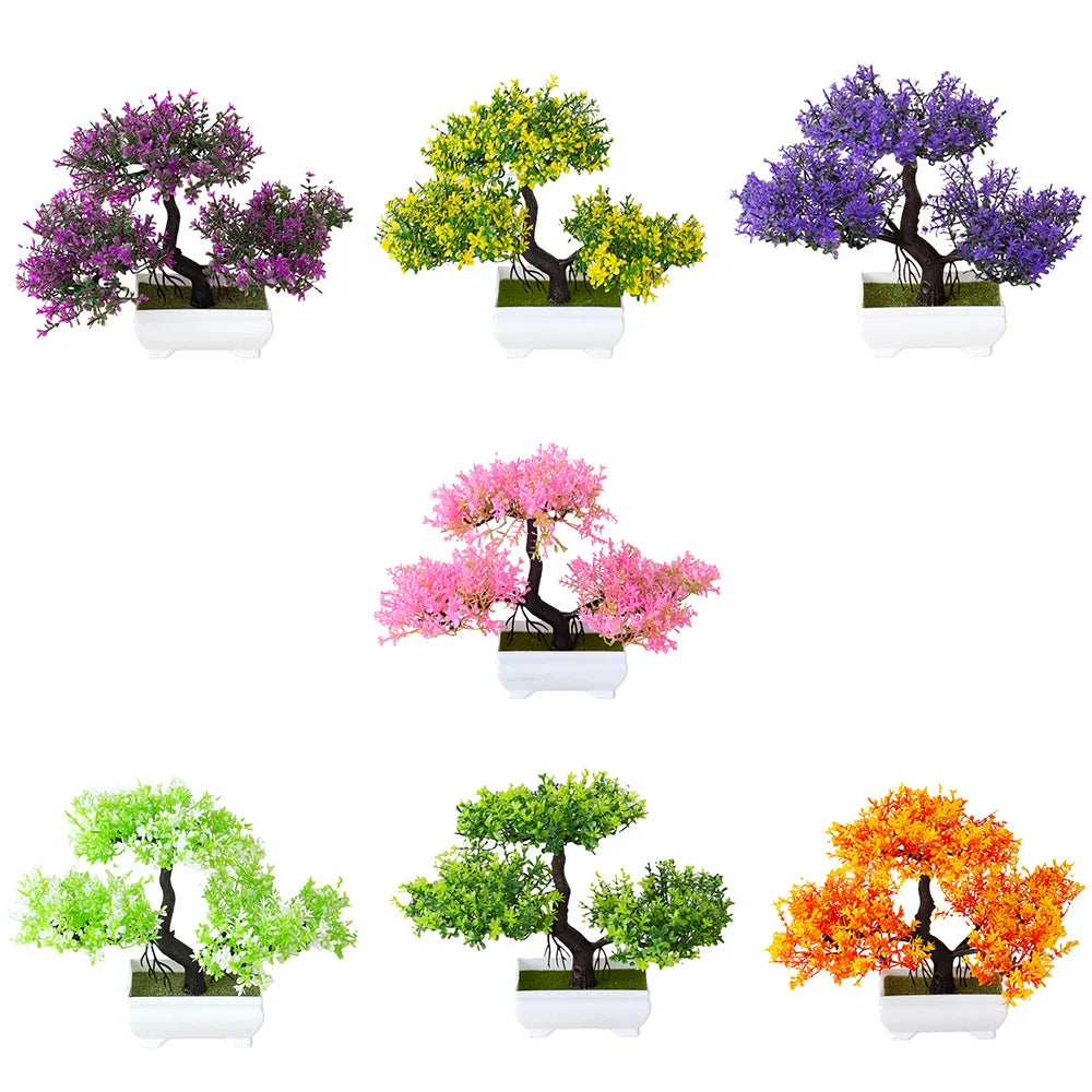 Artificial Plastic Plants Bonsai | Small Tree Pot Fake Plant | Potted Flower Garden Arrangement | Room Home Table Decoration ShopOnlyDeal