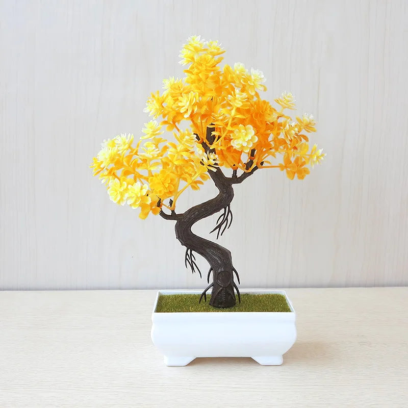 Artificial Plastic Plants Bonsai | Small Tree Pot Fake Plant | Potted Flower Garden Arrangement | Room Home Table Decoration ShopOnlyDeal