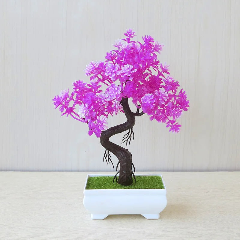 Artificial Plastic Plants Bonsai | Small Tree Pot Fake Plant | Potted Flower Garden Arrangement | Room Home Table Decoration ShopOnlyDeal