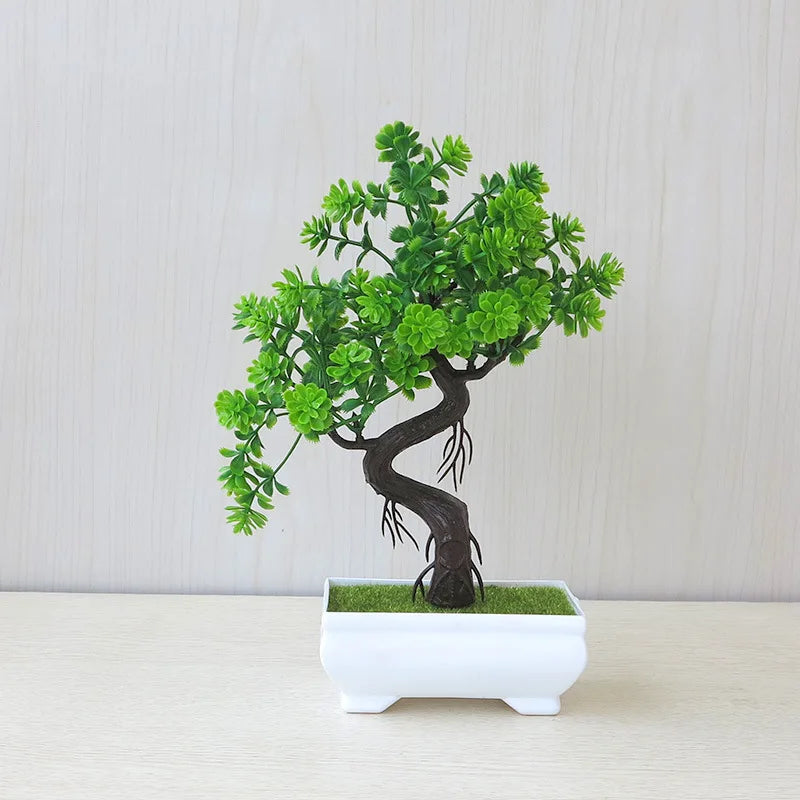 Artificial Plastic Plants Bonsai | Small Tree Pot Fake Plant | Potted Flower Garden Arrangement | Room Home Table Decoration ShopOnlyDeal