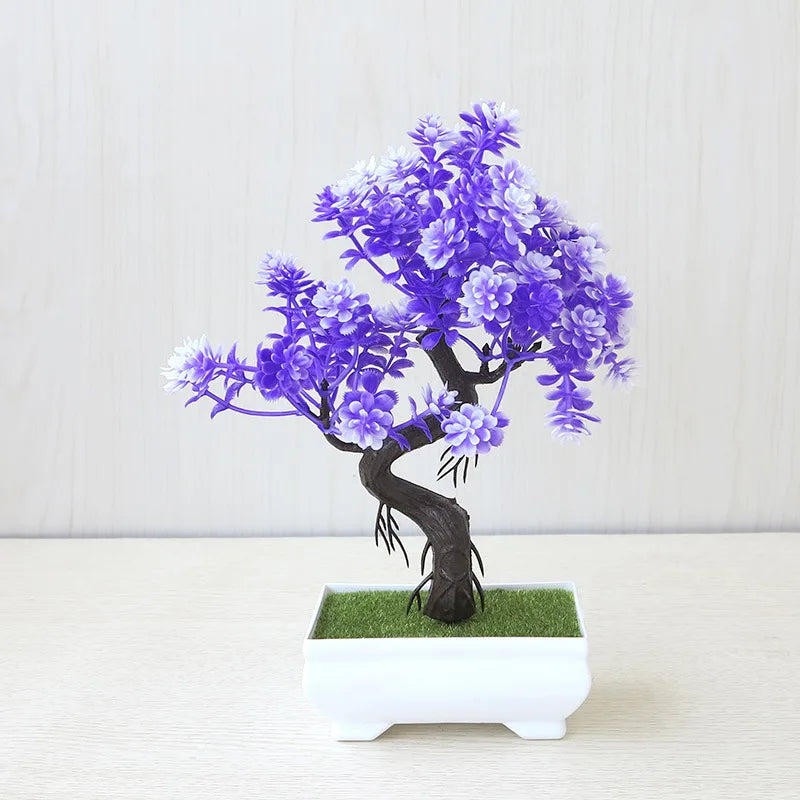 Artificial Plastic Plants Bonsai | Small Tree Pot Fake Plant | Potted Flower Garden Arrangement | Room Home Table Decoration ShopOnlyDeal