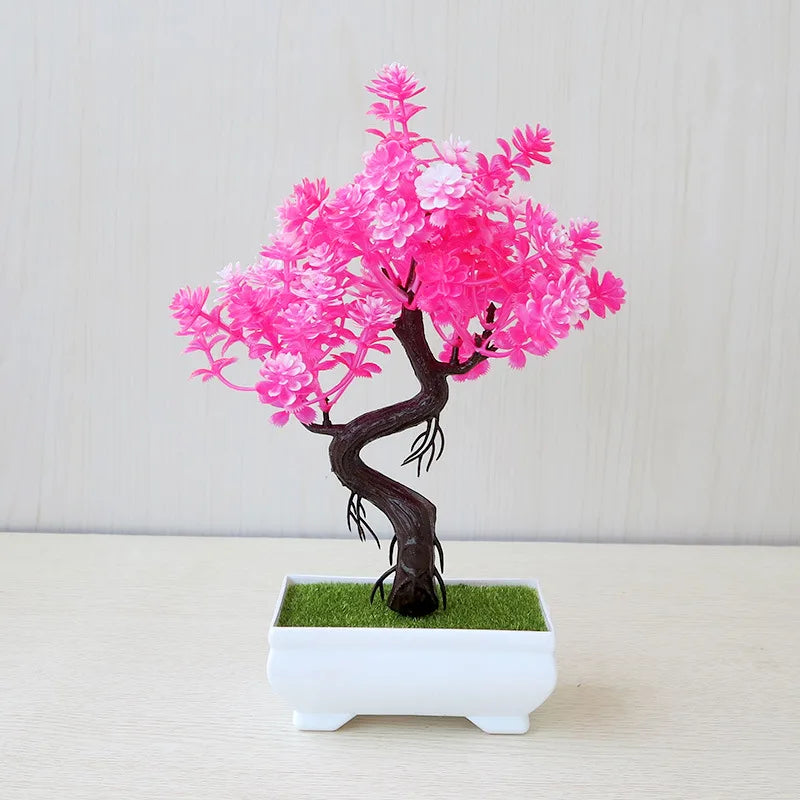 Artificial Plastic Plants Bonsai | Small Tree Pot Fake Plant | Potted Flower Garden Arrangement | Room Home Table Decoration ShopOnlyDeal