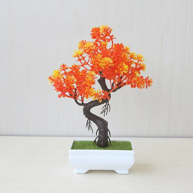 Artificial Plastic Plants Bonsai | Small Tree Pot Fake Plant | Potted Flower Garden Arrangement | Room Home Table Decoration ShopOnlyDeal