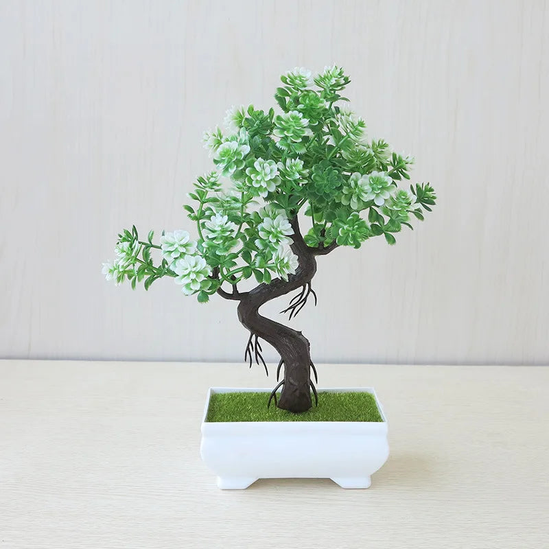 Artificial Plastic Plants Bonsai | Small Tree Pot Fake Plant | Potted Flower Garden Arrangement | Room Home Table Decoration ShopOnlyDeal