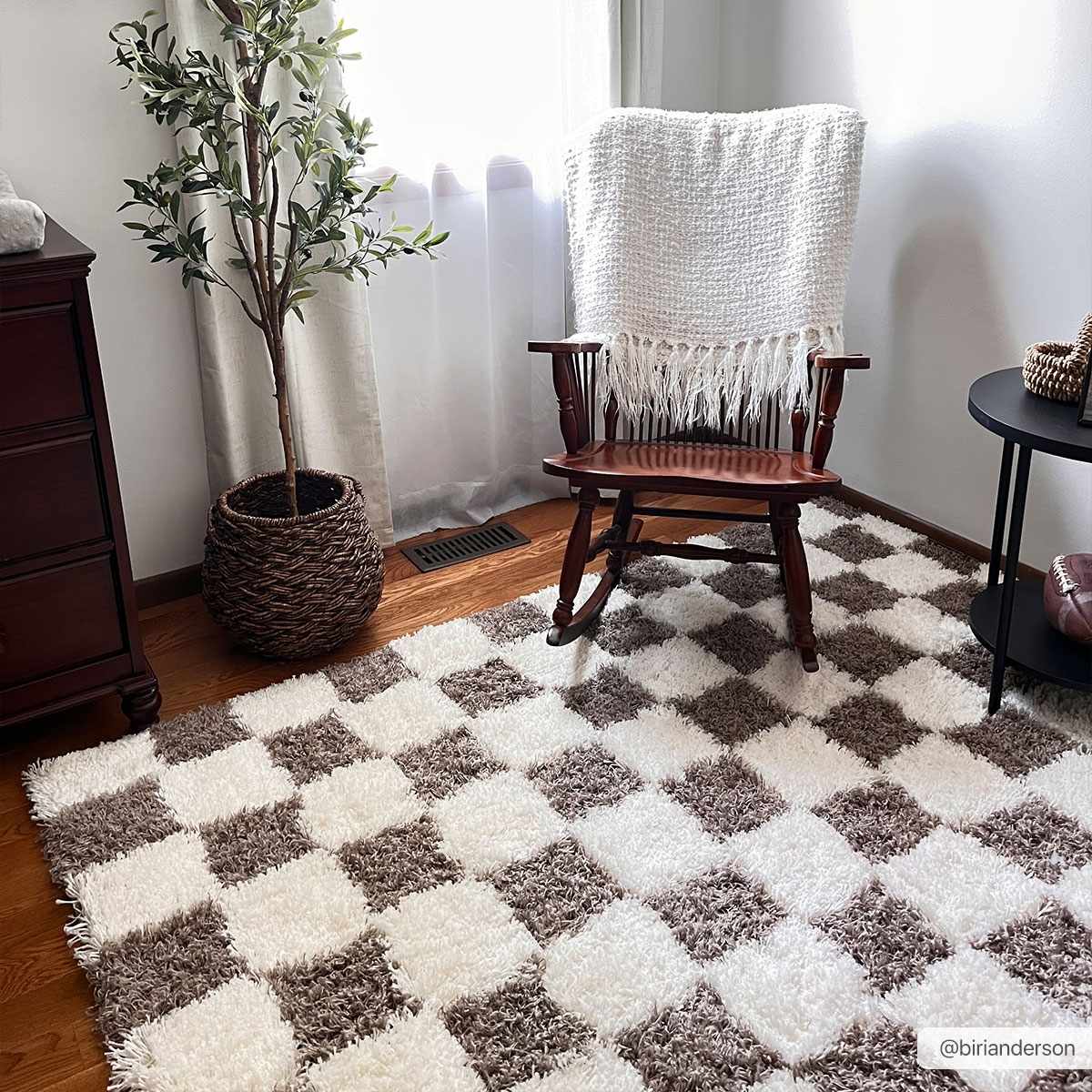 Atira Brown Checkered Area Rug Boutique Rugs