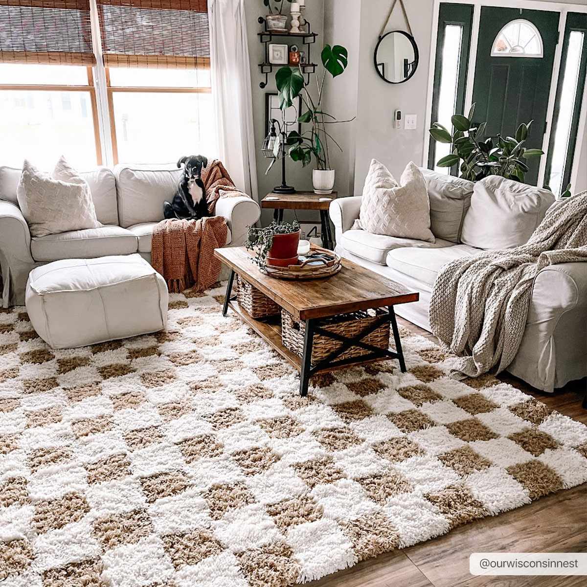 Atira Mustard Checkered Area Rug | Warm & Inviting Home Decor Piece Boutique Rugs