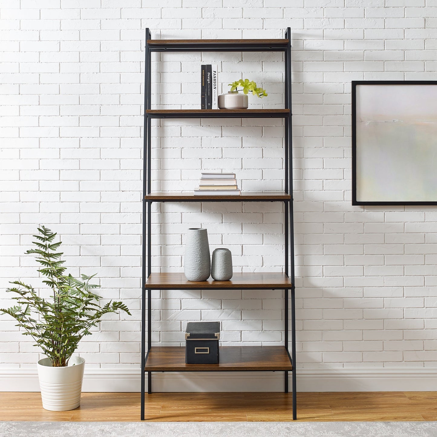 Arlo 72" Metal & Wood Ladder Bookshelf Walker Edison