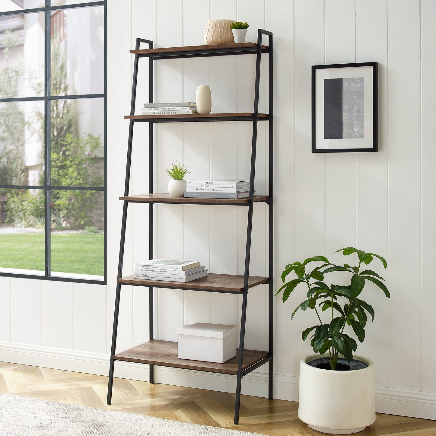 Arlo 72" Metal & Wood Ladder Bookshelf Walker Edison