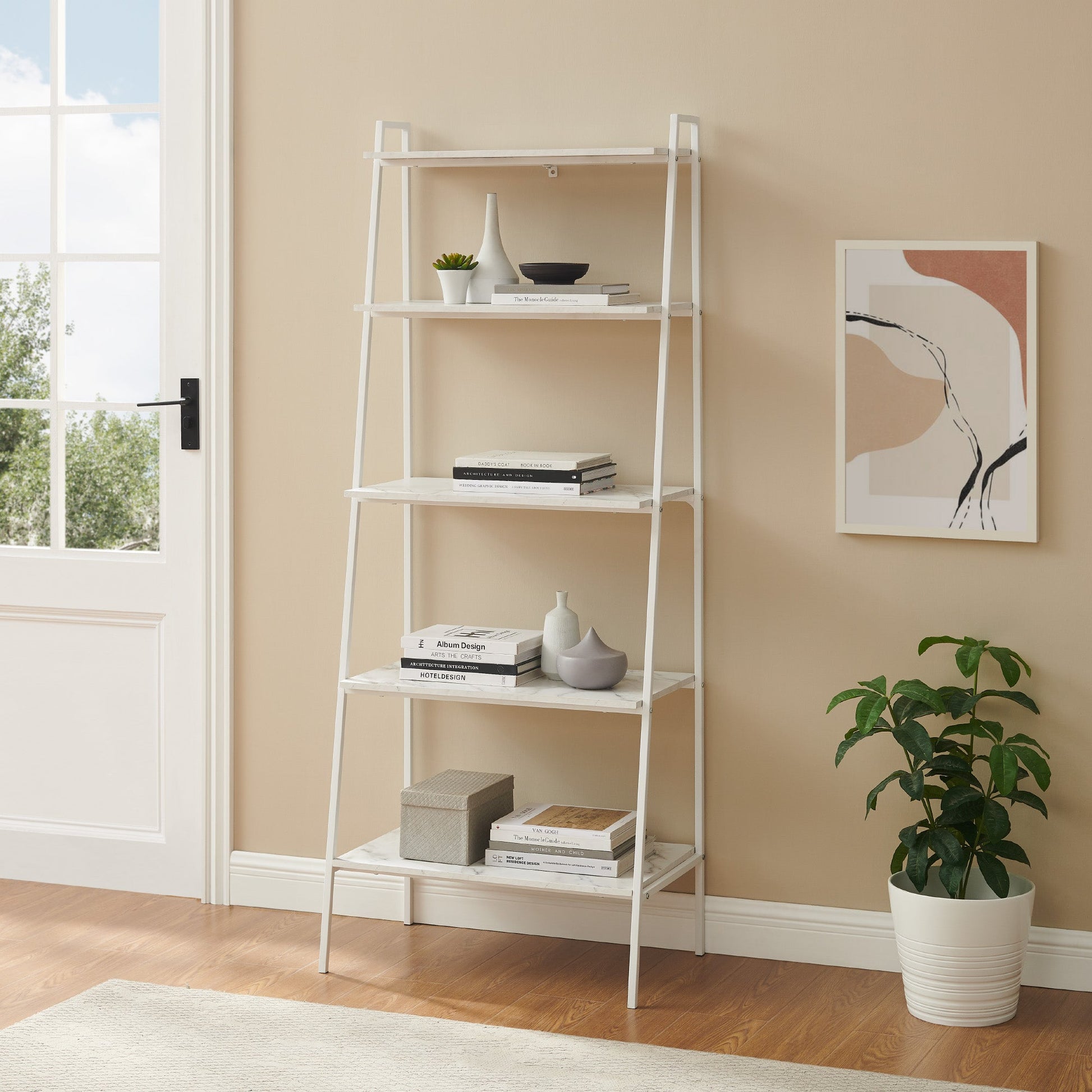 Arlo 72" Metal & Wood Ladder Bookshelf Walker Edison