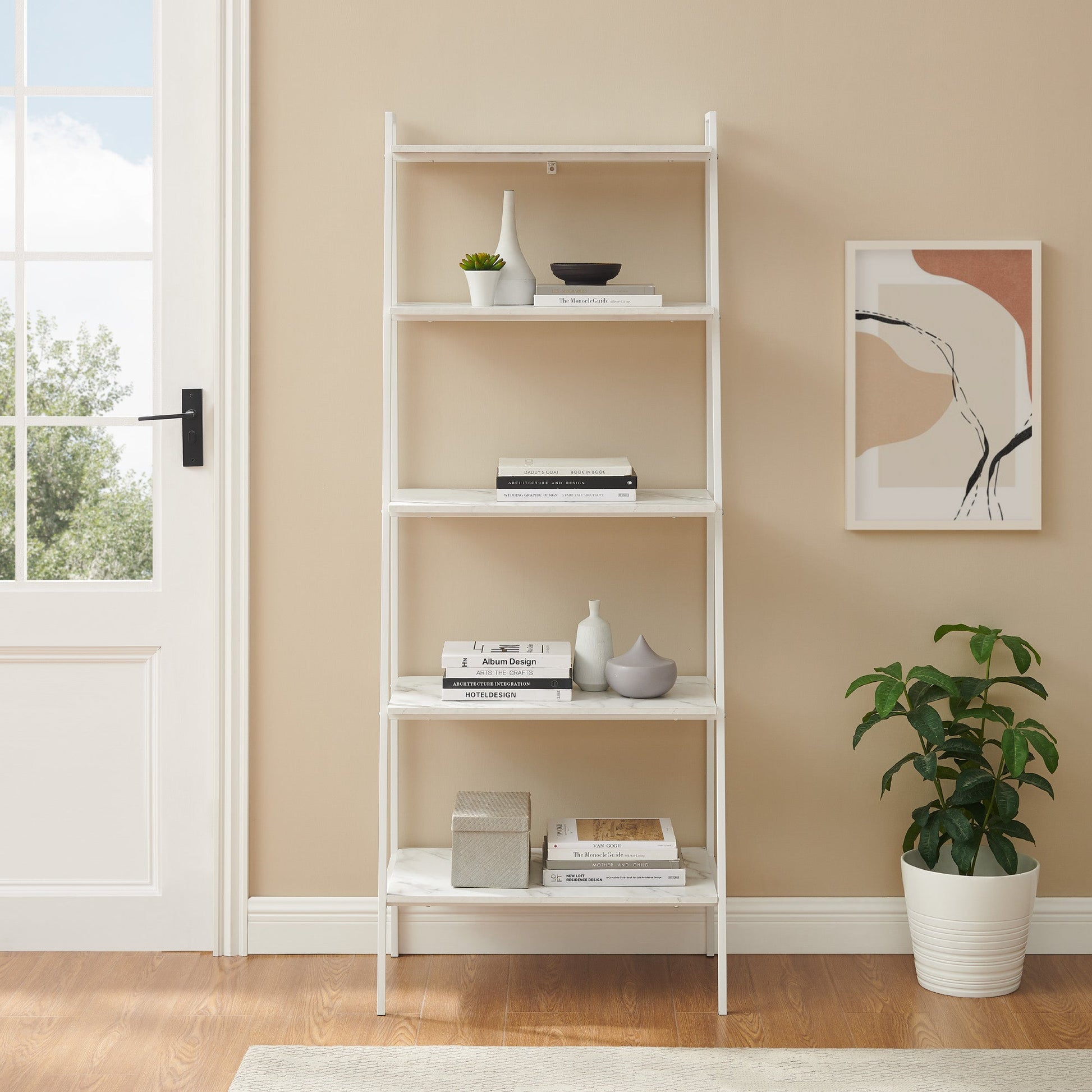 Arlo 72" Metal & Wood Ladder Bookshelf Walker Edison