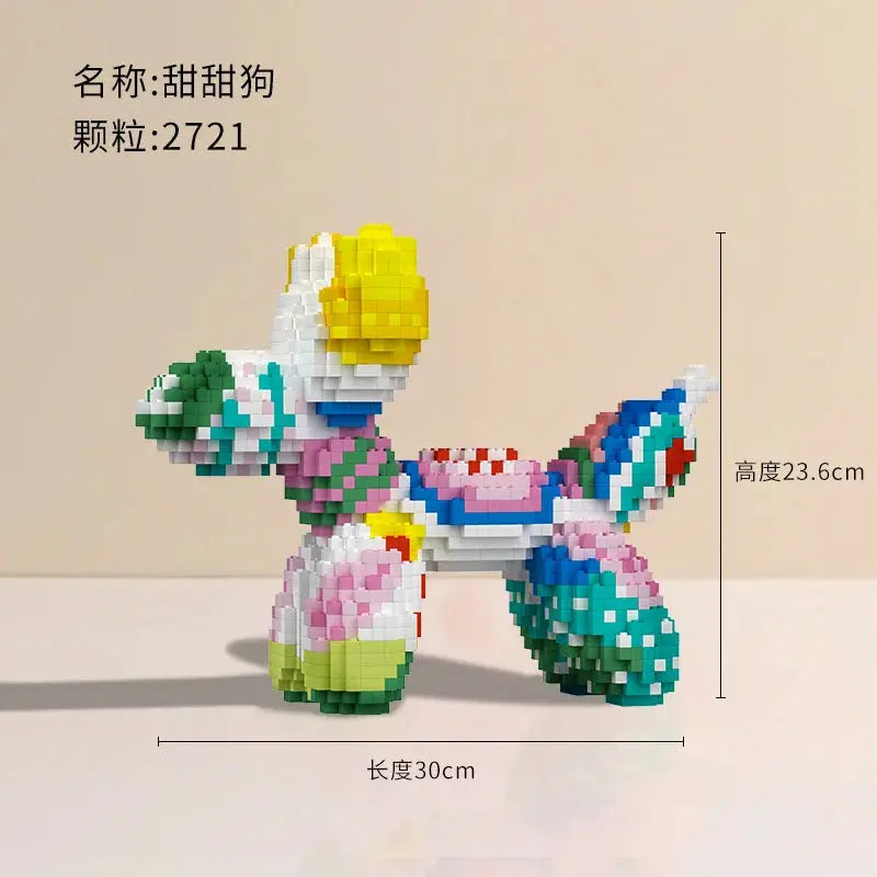 Balloon Dog Micro Building Blocks Colorful Art DIY Assembly 3D Model Mini Brick Figure Toys For Office Decor Kids Birthday Gift ShopOnlyDeal