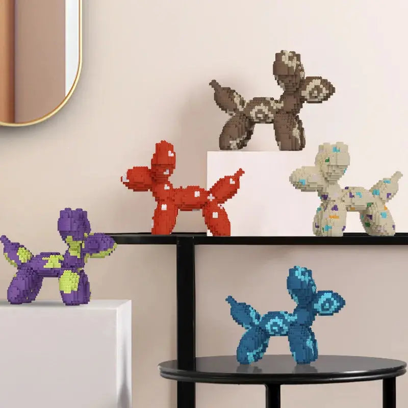 Balloon Dog Micro Building Blocks Colorful Art DIY Assembly 3D Model Mini Brick Figure Toys For Office Decor Kids Birthday Gift ShopOnlyDeal