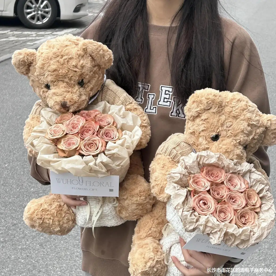 Bear doll immortality flower bouquet birthday gift for girl friend boy friend Qixi doll Valentine's Day ShopOnlyDeal