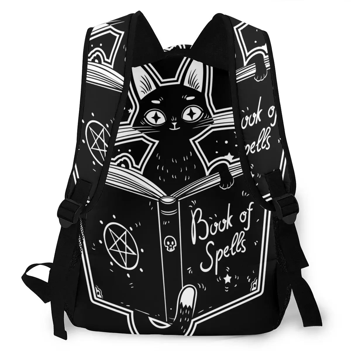 Black Witch's Cat Reading The Book of Dark Magic School Bag | Girls Travel Bag Backpack | Multipurpose Women Backpacks ShopOnlyDeal