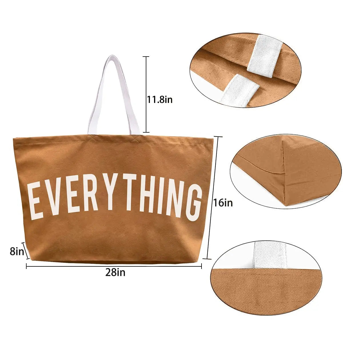 Canvas Tote Bag | Extra Large Shopping Beach Tote | Reusable Grocery Bag | Printed “Everything” Shopping Package | 28" x 8" x 16" ShopOnlyDeal