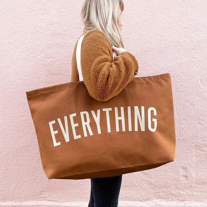 Canvas Tote Bag | Extra Large Shopping Beach Tote | Reusable Grocery Bag | Printed “Everything” Shopping Package | 28" x 8" x 16" ShopOnlyDeal