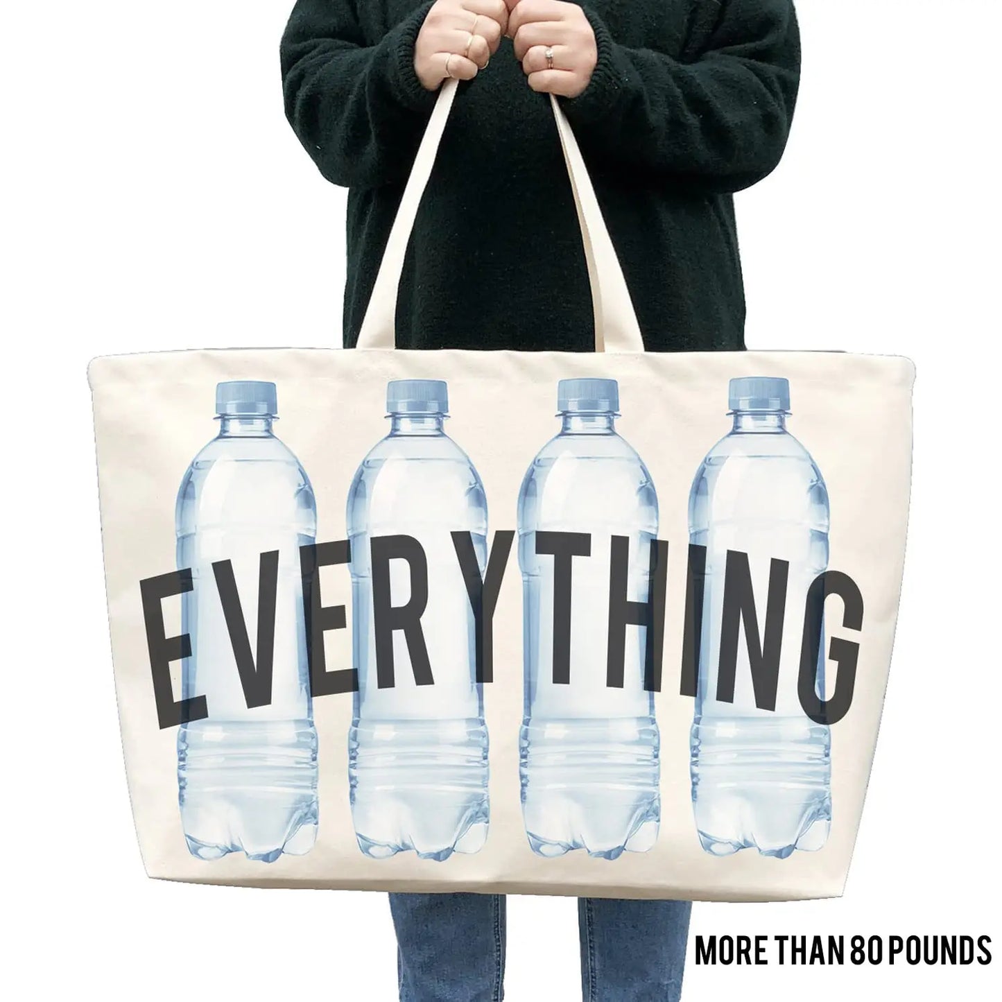 Canvas Tote Bag | Extra Large Shopping Beach Tote | Reusable Grocery Bag | Printed “Everything” Shopping Package | 28" x 8" x 16" ShopOnlyDeal