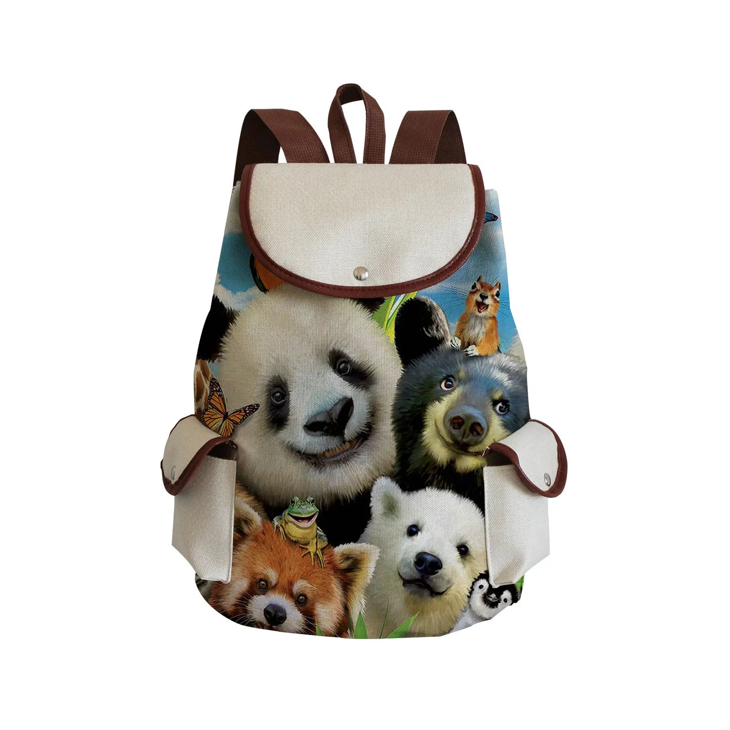 Large Capacity Drawstring Bags | Cartoon Panda Cute Backpack | 2022 Casual Girls' Bookbag | Animal Printed Backpacks for Women ShopOnlyDeal