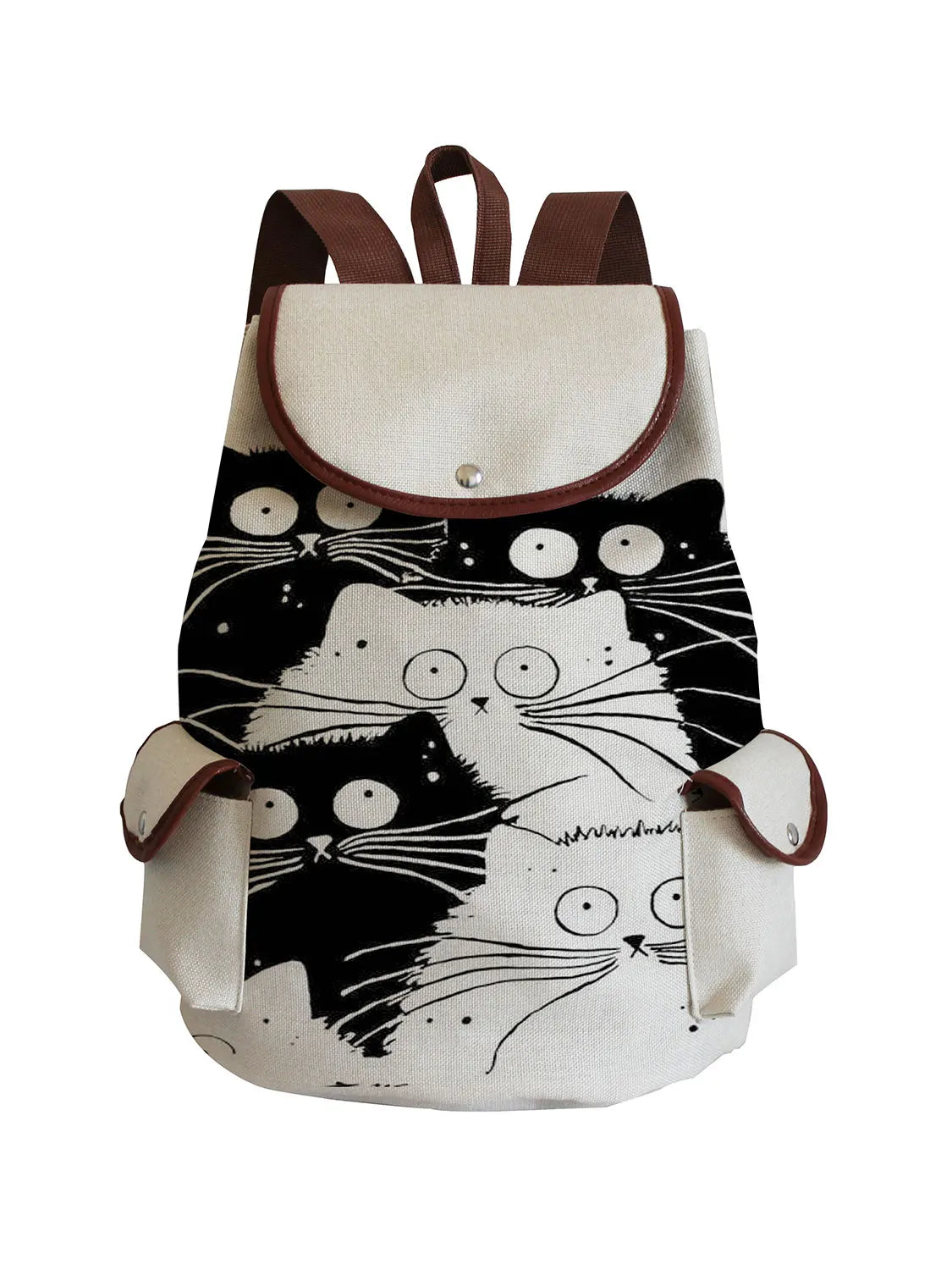 Cartoon Cute Cat Printed Backpack Fashion Teens School Bag For Teenager Girls Drawstring High Capacity Travel Rucksack Women ShopOnlyDeal