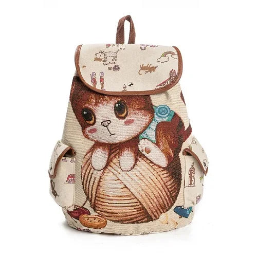 Cartoon Cute Cat Printed Backpack | Fashion Teens School Bag | High Capacity Travel Rucksack for Teenager Girls and Women ShopOnlyDeal