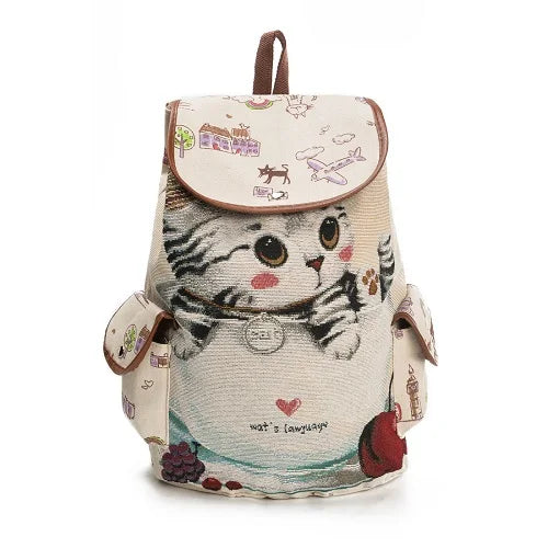 Cartoon Cute Cat Printed Backpack | Fashion Teens School Bag | High Capacity Travel Rucksack for Teenager Girls and Women ShopOnlyDeal