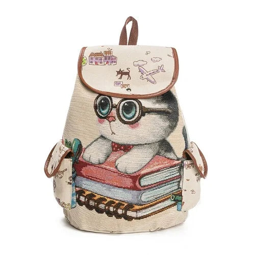 Cartoon Cute Cat Printed Backpack | Fashion Teens School Bag | High Capacity Travel Rucksack for Teenager Girls and Women ShopOnlyDeal