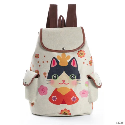 Cartoon Cute Cat Printed Backpack | Fashion Teens School Bag | High Capacity Travel Rucksack for Teenager Girls and Women ShopOnlyDeal