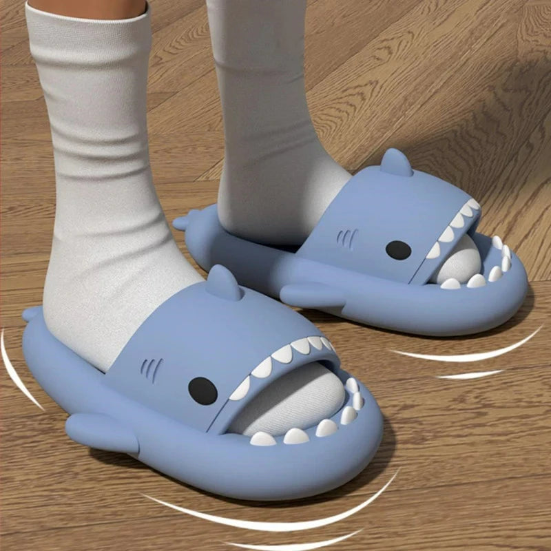 Girls Boys Shark Pattern Slippers New Children Cute Cartoon Slippers Home Non-slip Soft Sandal Kids Outdoor Beach Slides ShopOnlyDeal