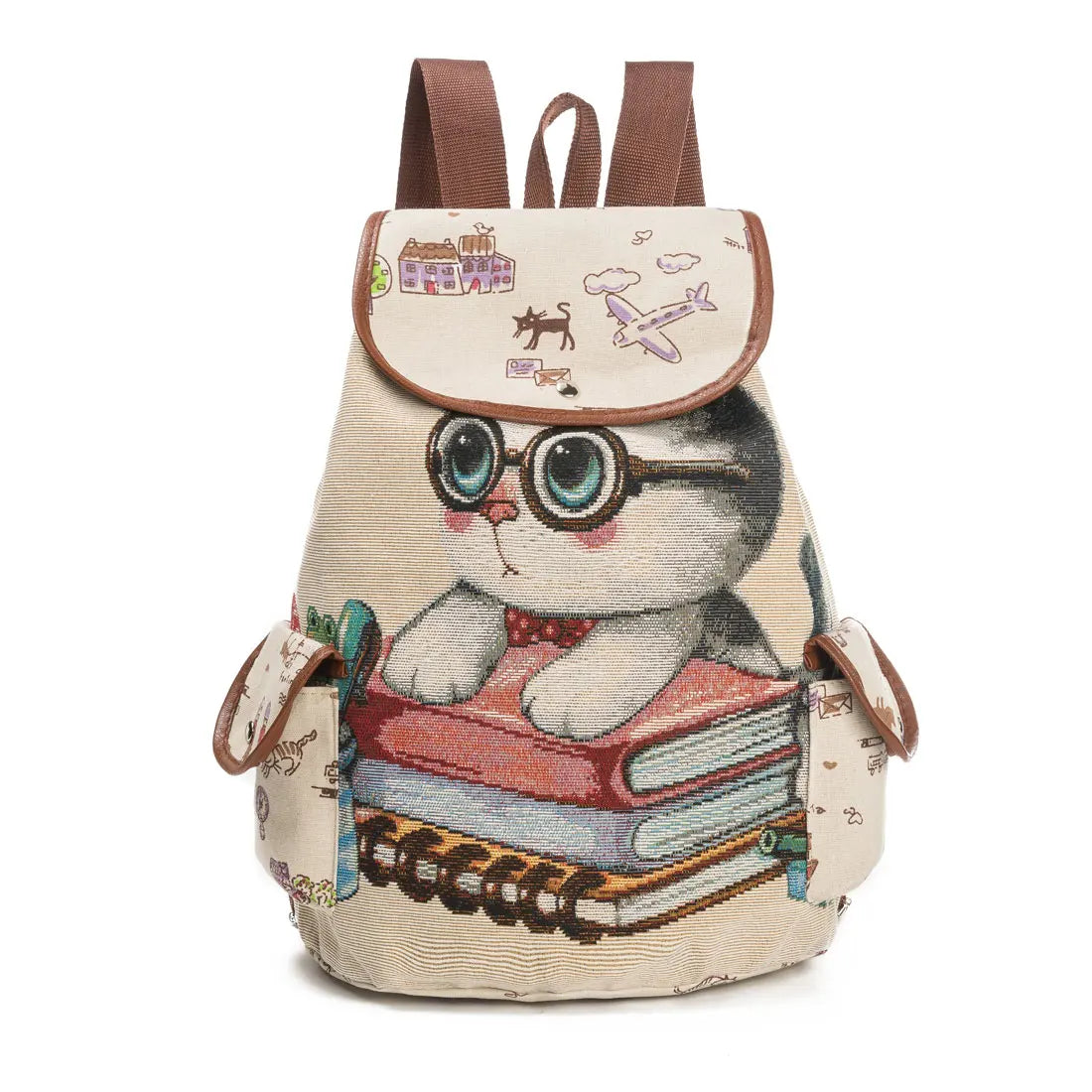 Customize Casual School Backpack Women Lovely Cat Printed Drawstring Backpack Teenager Large Capacity Travel Beach Storage Bags Shop730950 Store