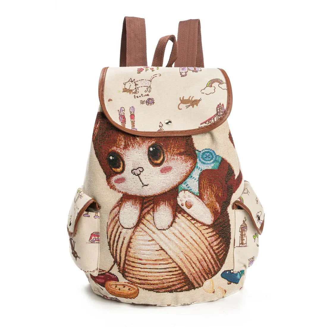 Customize Casual School Backpack Women Lovely Cat Printed Drawstring Backpack Teenager Large Capacity Travel Beach Storage Bags Shop730950 Store