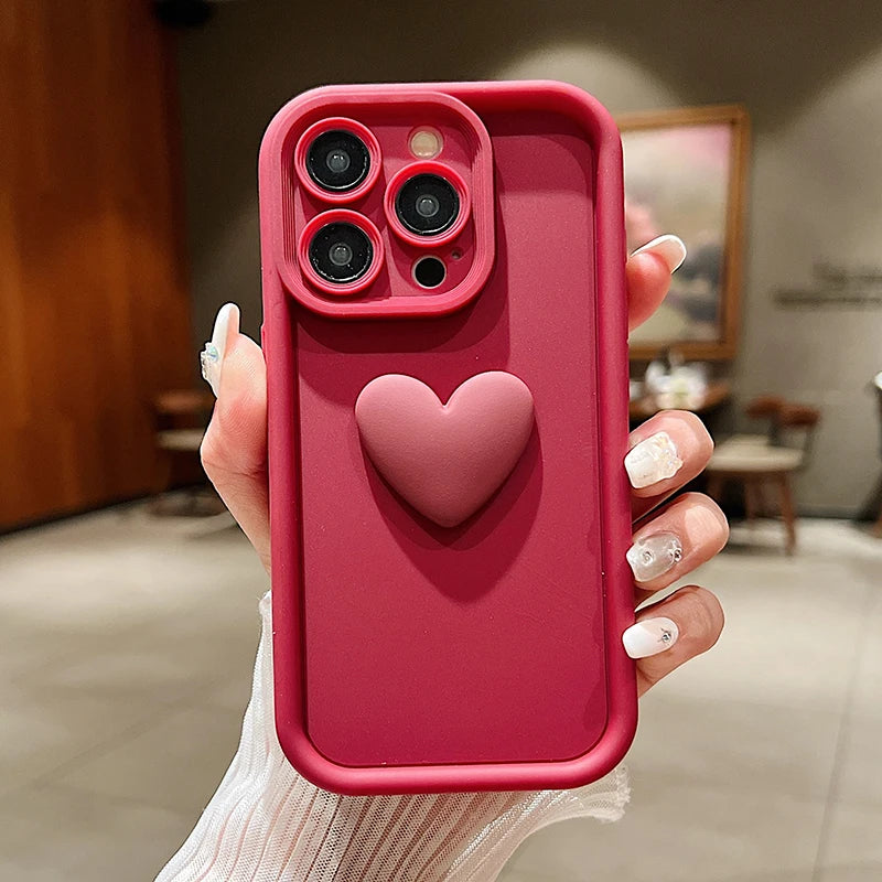 Cute INS 3D Love Heart Silicone Phone Case | For iPhone 11, 12, 13, 14, 15 Pro Max, XS, XR, 7, 8 Plus, SE 2020, 2022 | Shockproof Candy Cover ShopOnlyDeal