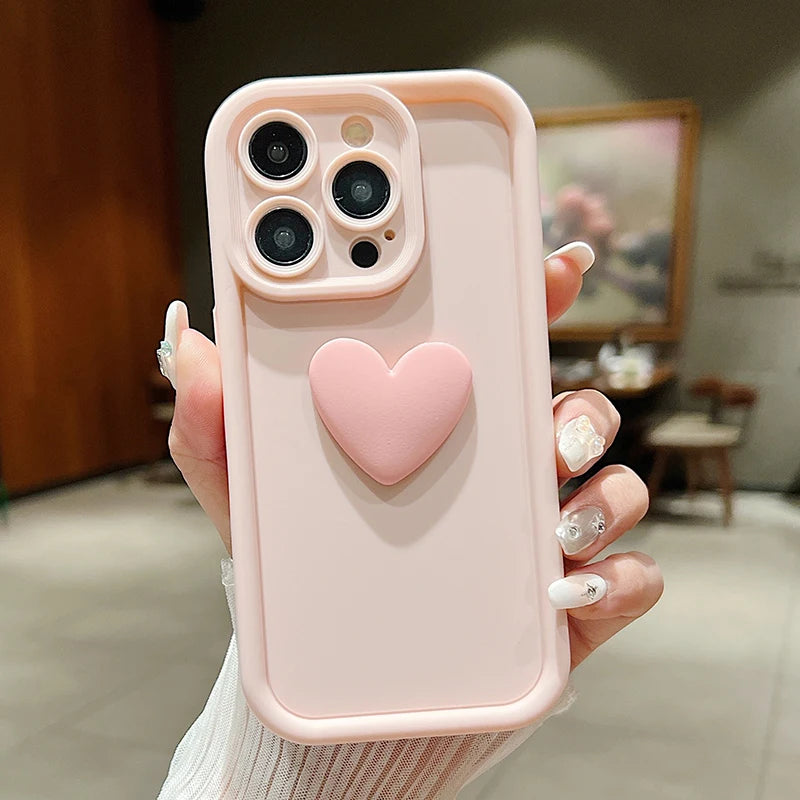 Cute INS 3D Love Heart Silicone Phone Case | For iPhone 11, 12, 13, 14, 15 Pro Max, XS, XR, 7, 8 Plus, SE 2020, 2022 | Shockproof Candy Cover ShopOnlyDeal