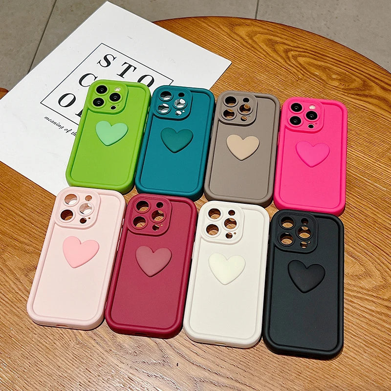 Cute INS 3D Love Heart Silicone Phone Case | For iPhone 11, 12, 13, 14, 15 Pro Max, XS, XR, 7, 8 Plus, SE 2020, 2022 | Shockproof Candy Cover ShopOnlyDeal