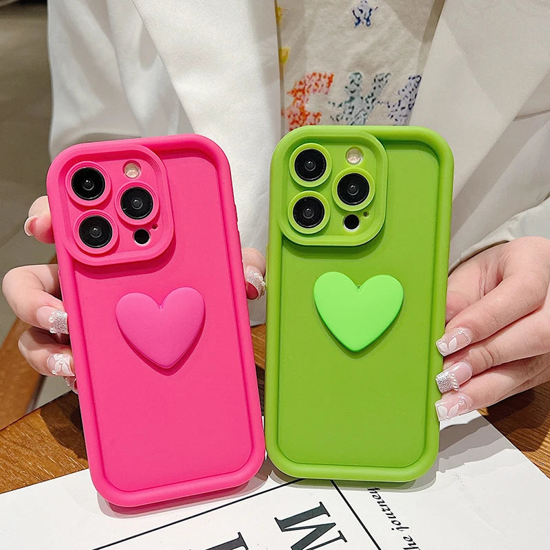 Cute INS 3D Love Heart Silicone Phone Case | For iPhone 11, 12, 13, 14, 15 Pro Max, XS, XR, 7, 8 Plus, SE 2020, 2022 | Shockproof Candy Cover ShopOnlyDeal