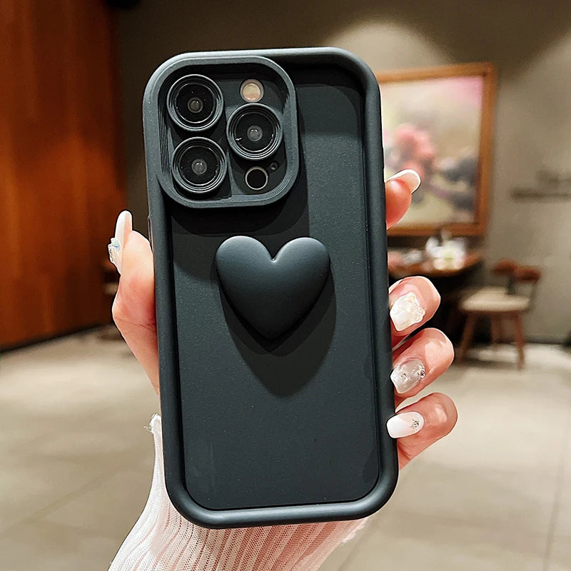 Cute INS 3D Love Heart Silicone Phone Case | For iPhone 11, 12, 13, 14, 15 Pro Max, XS, XR, 7, 8 Plus, SE 2020, 2022 | Shockproof Candy Cover ShopOnlyDeal