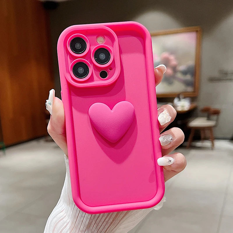 Cute INS 3D Love Heart Silicone Phone Case | For iPhone 11, 12, 13, 14, 15 Pro Max, XS, XR, 7, 8 Plus, SE 2020, 2022 | Shockproof Candy Cover ShopOnlyDeal