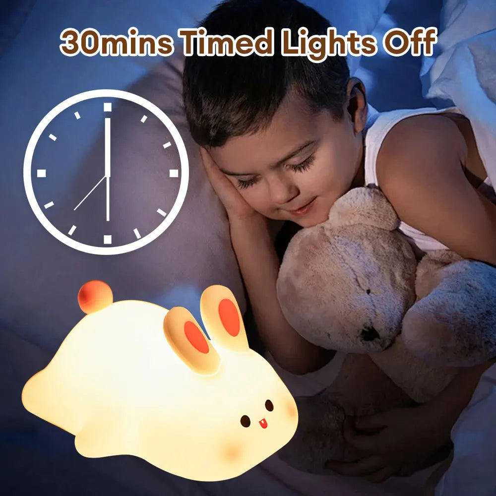 Cute Rabbit Silicone Pat Lamp | Soft Light Touch Sensor Bedside Night Light | Children's Sleep Accompany Light | Decor Gift ShopOnlyDeal