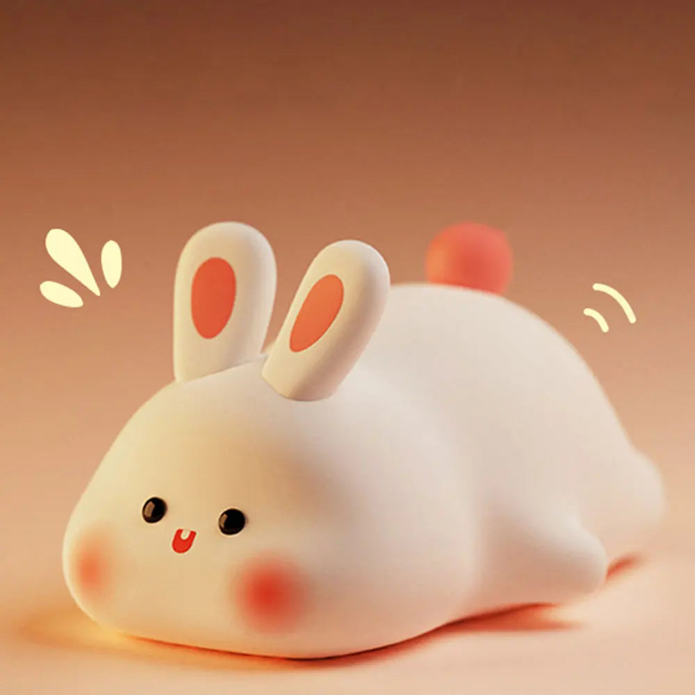 Cute Rabbit Silicone Pat Lamp | Soft Light Touch Sensor Bedside Night Light | Children's Sleep Accompany Light | Decor Gift ShopOnlyDeal