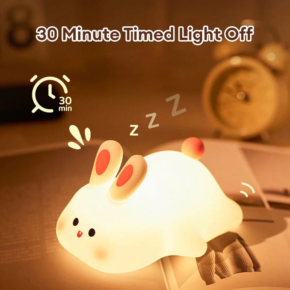 Cute Rabbit Silicone Pat Lamp | Soft Light Touch Sensor Bedside Night Light | Children's Sleep Accompany Light | Decor Gift ShopOnlyDeal