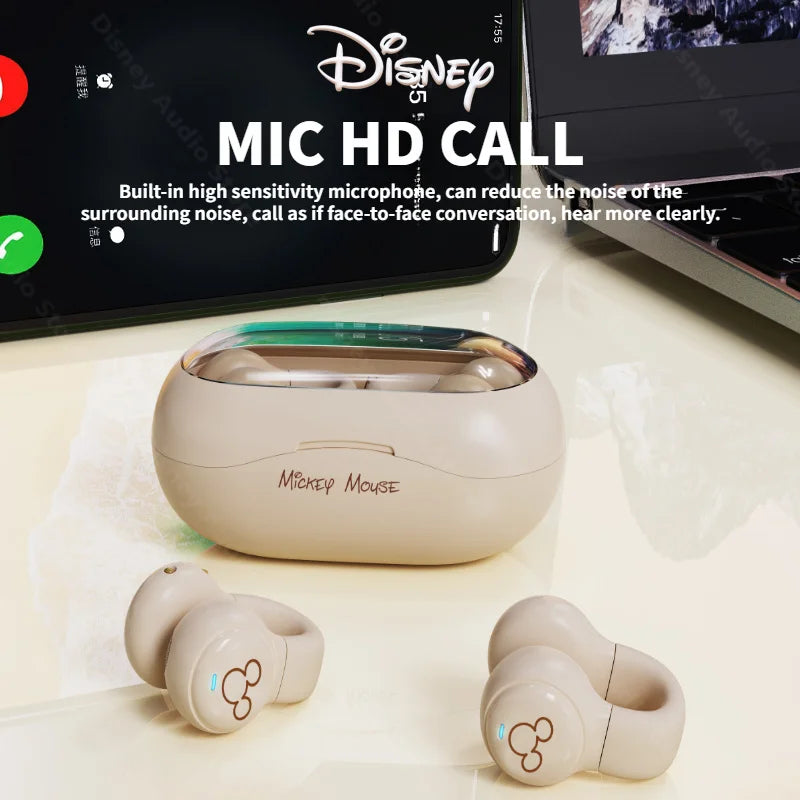 Disney Clip-On Wireless Earphones HIFI Sound Quality Headphones Noise Cancelling Gaming Video Dual Host Sports Bluetooth Headset ShopOnlyDeal